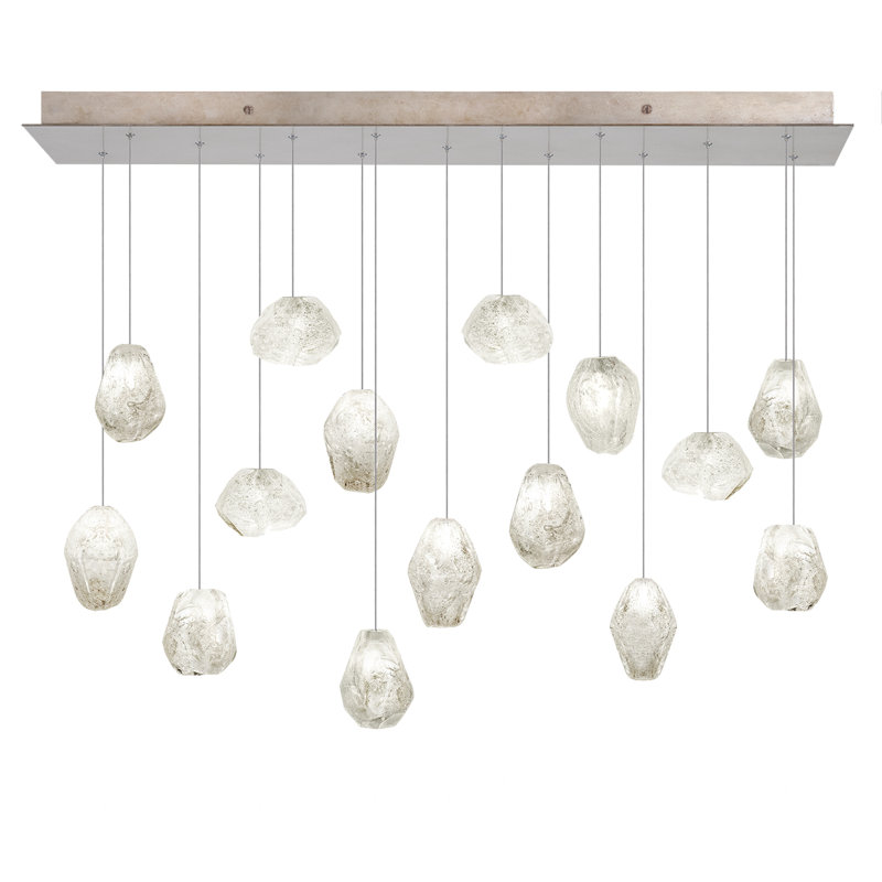 Quartz Elegance 48" Gold LED Rectangular Pendant with Clear Drops