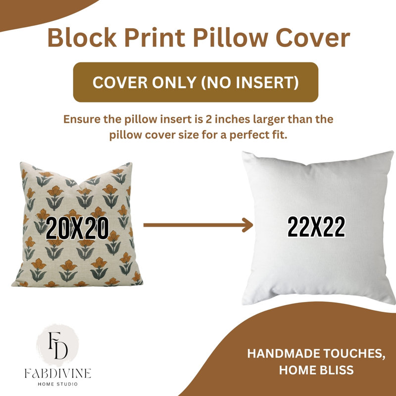 Housse de coussin en lin fabriquée à la main Fabividine, impression bohémienne, style bohème moderne, accent artisanal - 24 po x 24 po