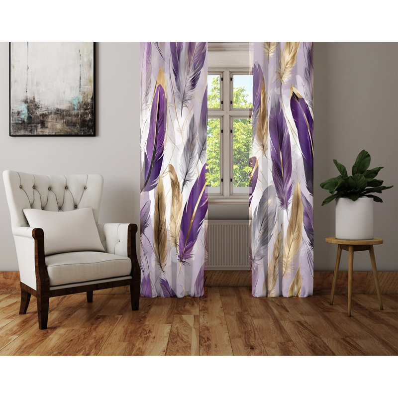 Paire de rideaux semi-transparents en polyester Arelyn, L 56 po x L 78 po