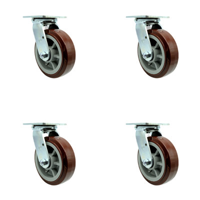 Stainless Steel Polyurethane Wheel Swivel Caster Set with Roller Bearings