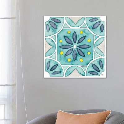 Garden Getaway Tile VIII Teal 1 Piece Wrapped Canvas Wall Art