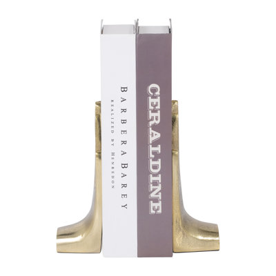 Metal, Set Of 2 7" Hands Bookends, Gold, Novelty