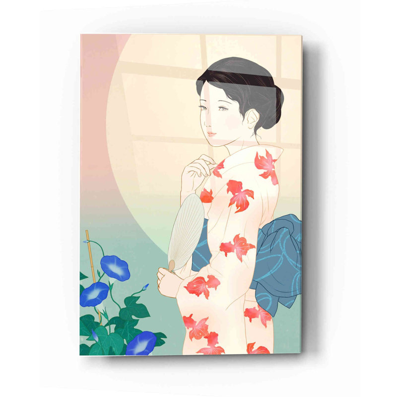 «Morning Glory» par Sai Tamiya, art mural en verre acrylique, H 24 po x l 16 po