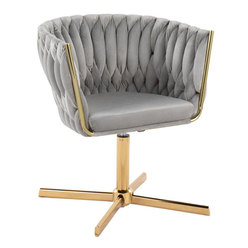 Velvet Swivel Accent Chair, Gray