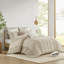 Housse de couette 100% coton double / grand avec rayures alternées, taille de pince et rayures blanches