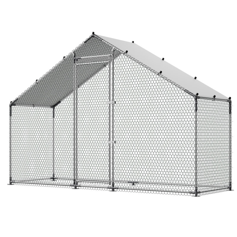 Poulailler sans rendez-vous avec housse imperméable, H 6,31 po x l 72,45 po x P 10,25 po, Argenté / blanc