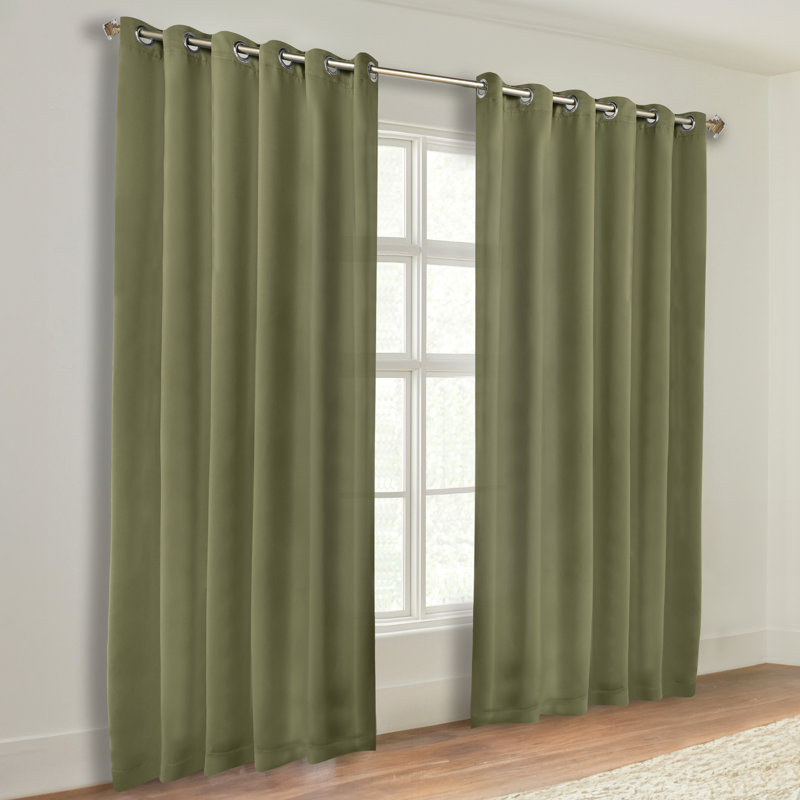 Paire de rideaux obscurcissant avec œillets Millendon, Vert olive, L 70 po x L 84 po