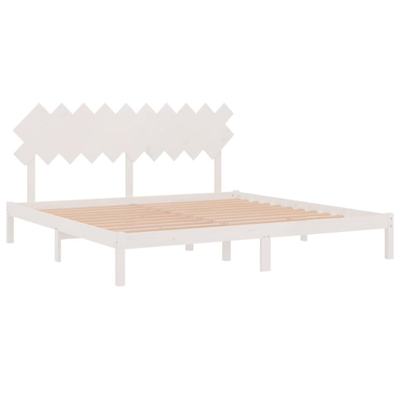 Bed Frame Solid Wood, white, Double (4'6)