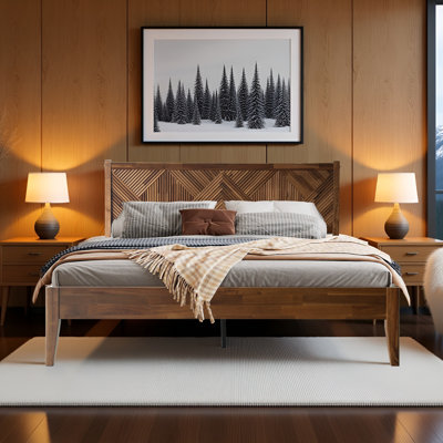 Averin Queen Size Modern Solid Wood Platform Bed Frame