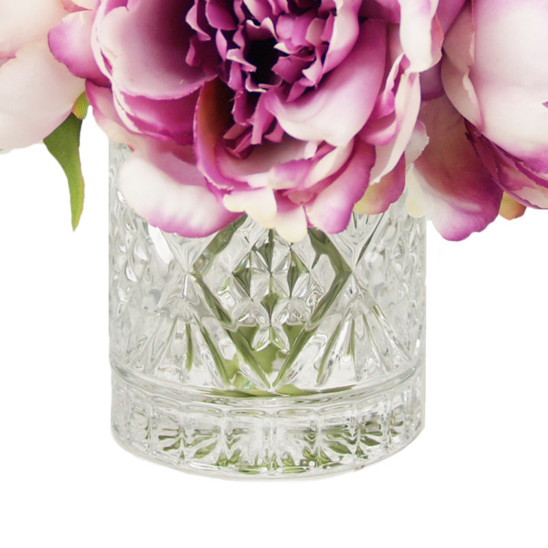 Pivoines disposées dans un vase en verre, Violet