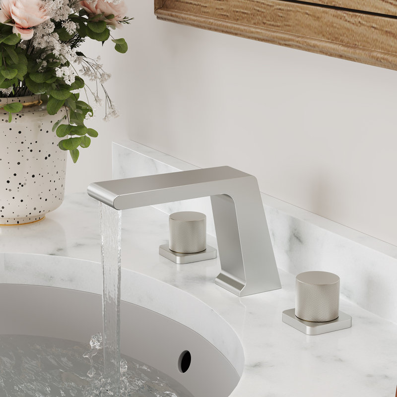 Widespread Bathroom Faucet 3 Hole, 2-handle Bathroom Sink Faucet with Drain Assembly, Brushed Nickel