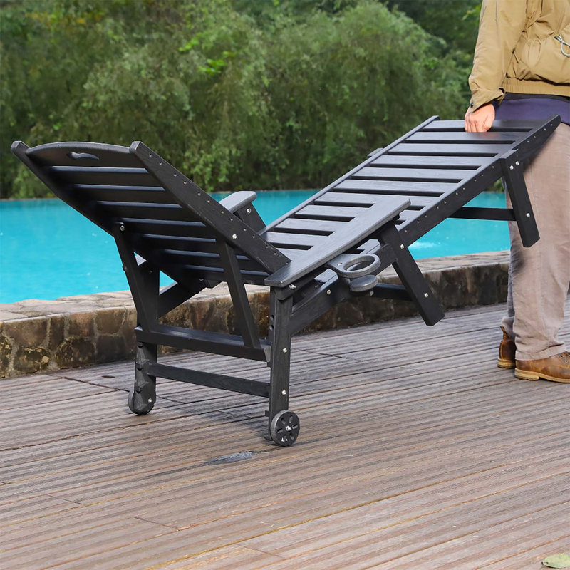Chaise longue pour l'extérieur avec dossier réglable à 4 positions, Black