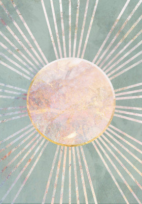 Boho Sun Rays, Sage Green/Beige/Gold, 121.92 cm H x 81.28 cm W