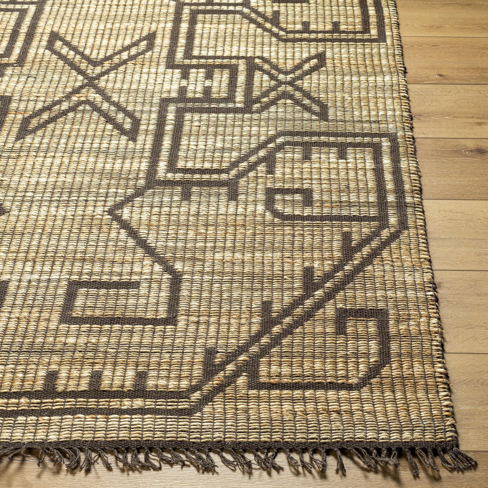 Edara Hand-Woven Khaki Jute Rug, Rectangle 27" x 45"