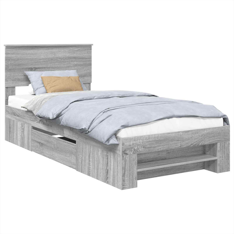 Bed Frame, 100 x 200cm, Grey Sonoma