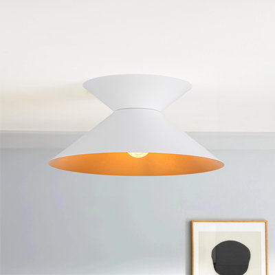 Transitional 1-Light Conical Metal Hourglass Flush Mount