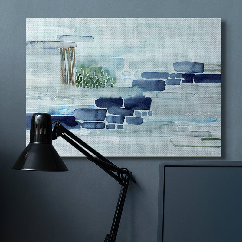Blocs modernes de paysage côtier abstrait moderne, Toile tendue, H 30 po x l 40 po