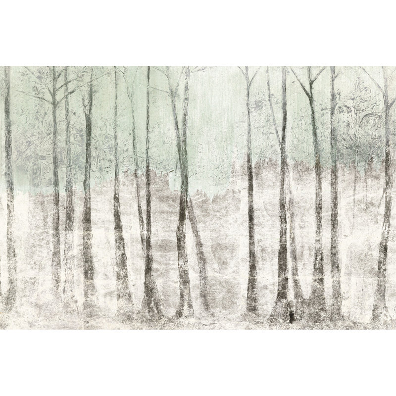 Textured Mint Woods - Wrapped Canvas Painting, 30cm H x 46cm W x 3.8cm D