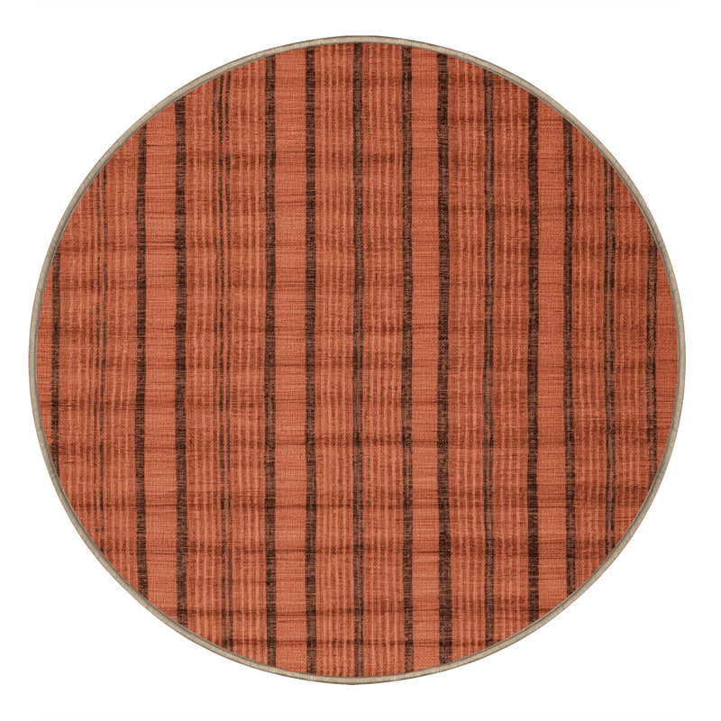Tapis botanique brun lavable à la machine, Rond 4 pi