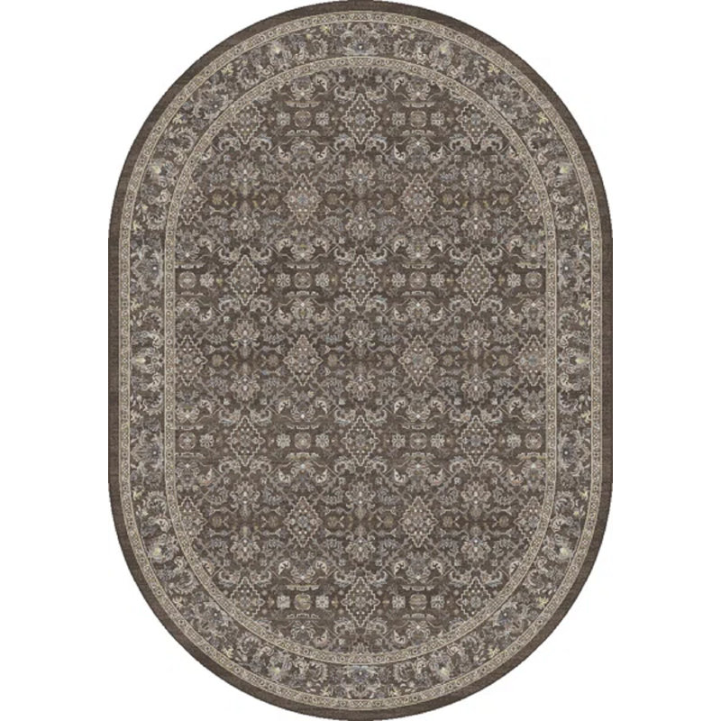 ANCIENT GARDEN 2.7X4.7 OV 57276-3235 DARK BROWN/BEIGE/BLUE, Oval 2'7" x 4'7"