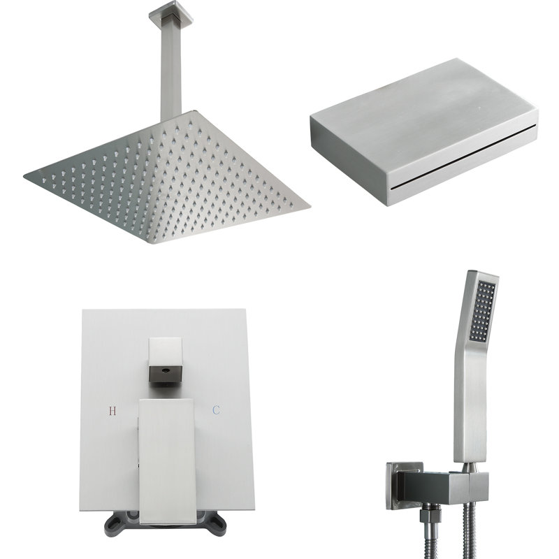 Complete Shower System with Rough in-Valve, Brushed Nickel