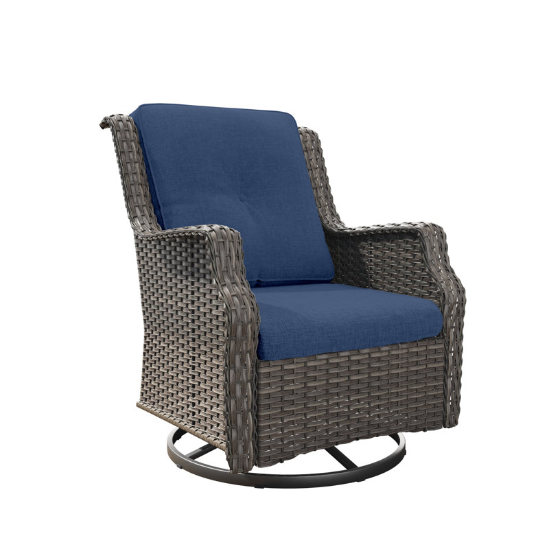 Chaise de patio pivotante avec coussins Nawatha, Bleu
