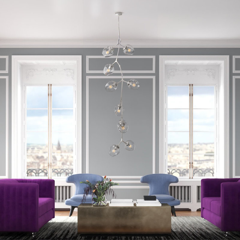 Maclean 10 - Light Globe Chandelier, Matte Chrome