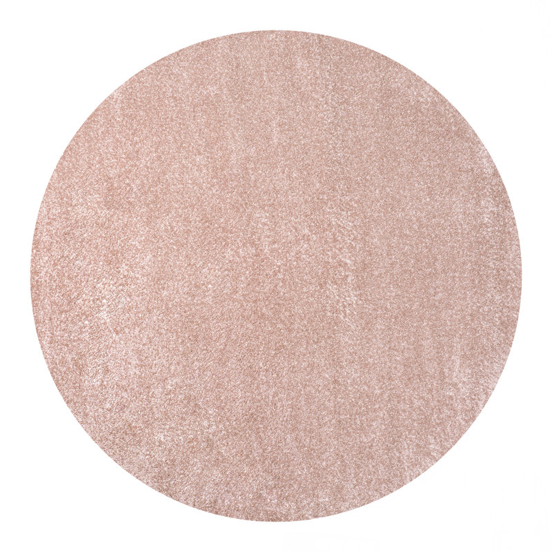 Auldridge Solid Low-Pile Pink Rug, Round 8'
