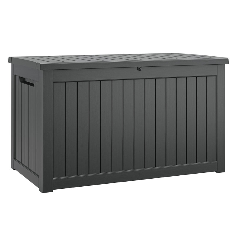 260 Gallon Outdoor Storage Box Waterproof with Lockable Lid, Black, 33.66" H x 57.87"W x 32.34" D