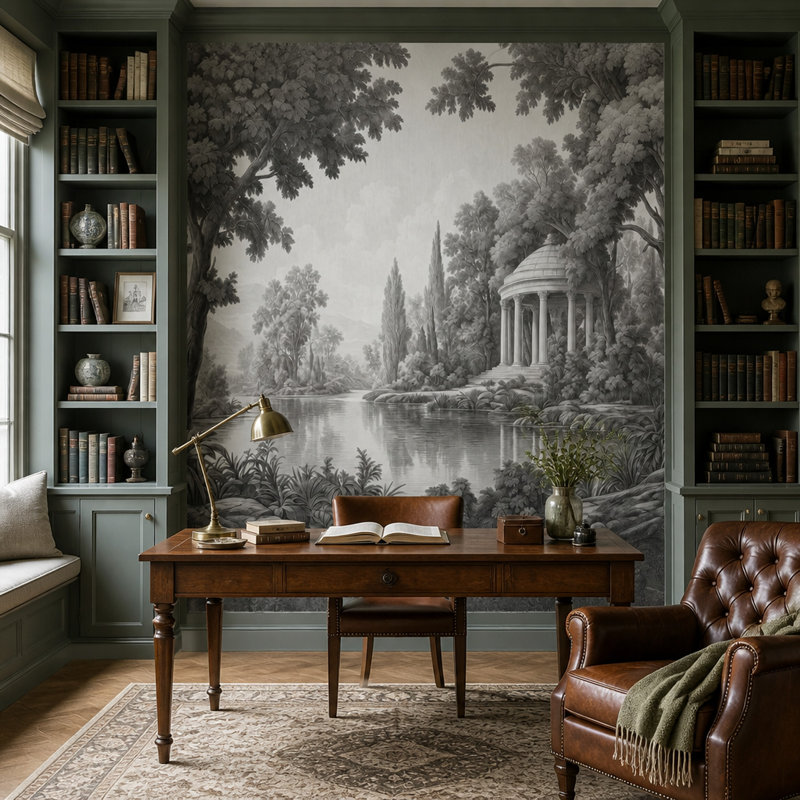 Papier peint ciel nuageux, amovible, effet brumeux, 100"x96", Textured Non-Pasted