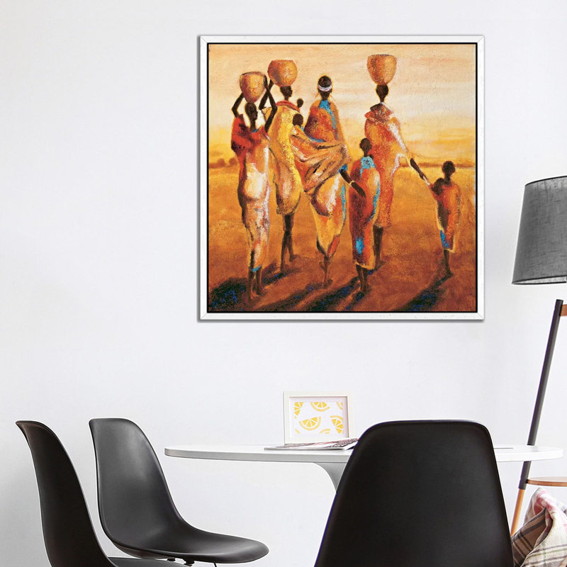 Mères et Enfants 1 Piece Wall Art on Canvas, 93.98 cm H x 93.98 cm W, White Framed