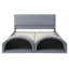 Structure de lit plateforme grand tapissier avec 2 grottes pour chat intégrées, nids d'animaux DEL, tissu résistant aux rayures, gris-2046445887