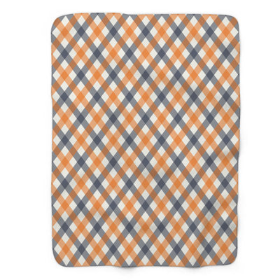 Bleu marine orange rétro - couverture Sherpa de qualité supérieure 1 pièce