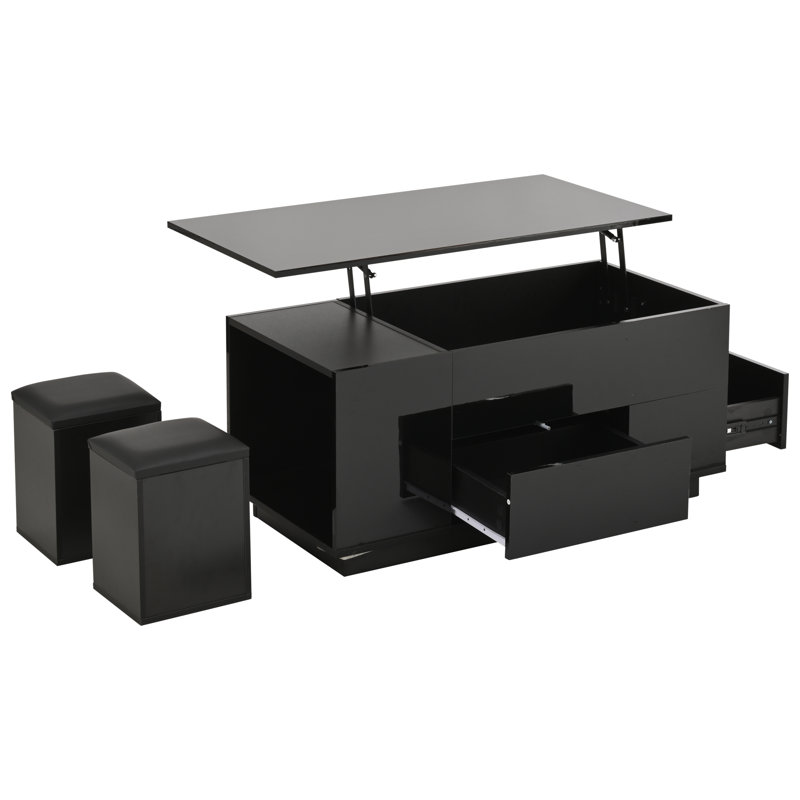 Table basse à plateau relevable Aroa, Noir