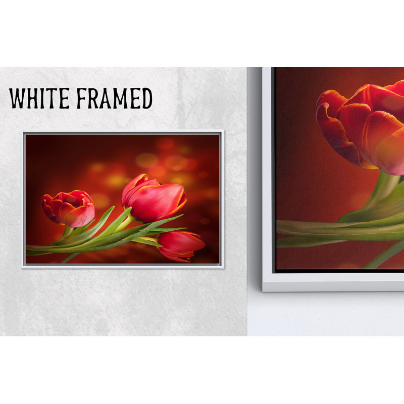 Impression sur toile botanique: Élégant art mural en verre de tulipe, 1P WhiteFramedCanves, 59,1 po H x 82,7 po l