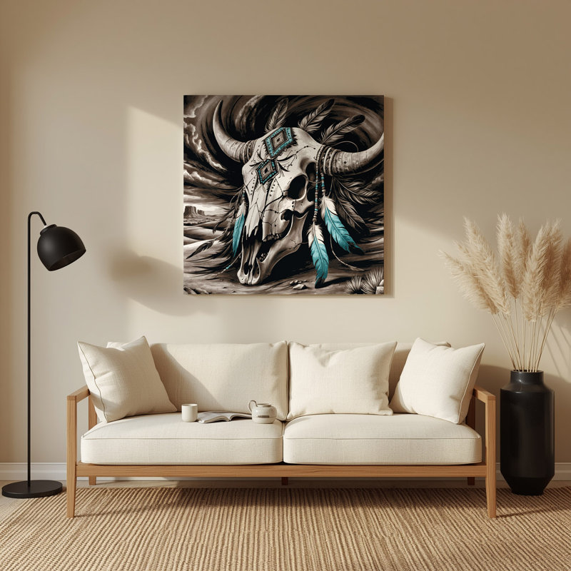 «Southwestern Animals Skull and Bones», art mural noir en métal 51, H 144 po x l 144 po x P 0,05 po