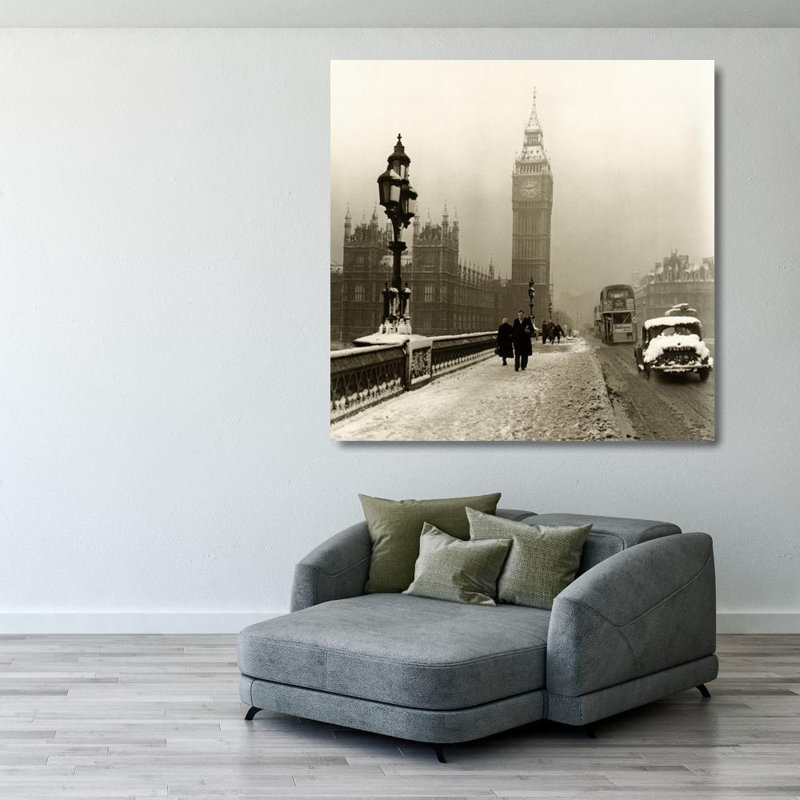Big Ben-Winter à Londres, vers 1955, H 28 po x l 28 po