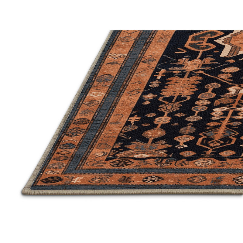 Tapis brun turc lavable à la machine, Carré 4 pi