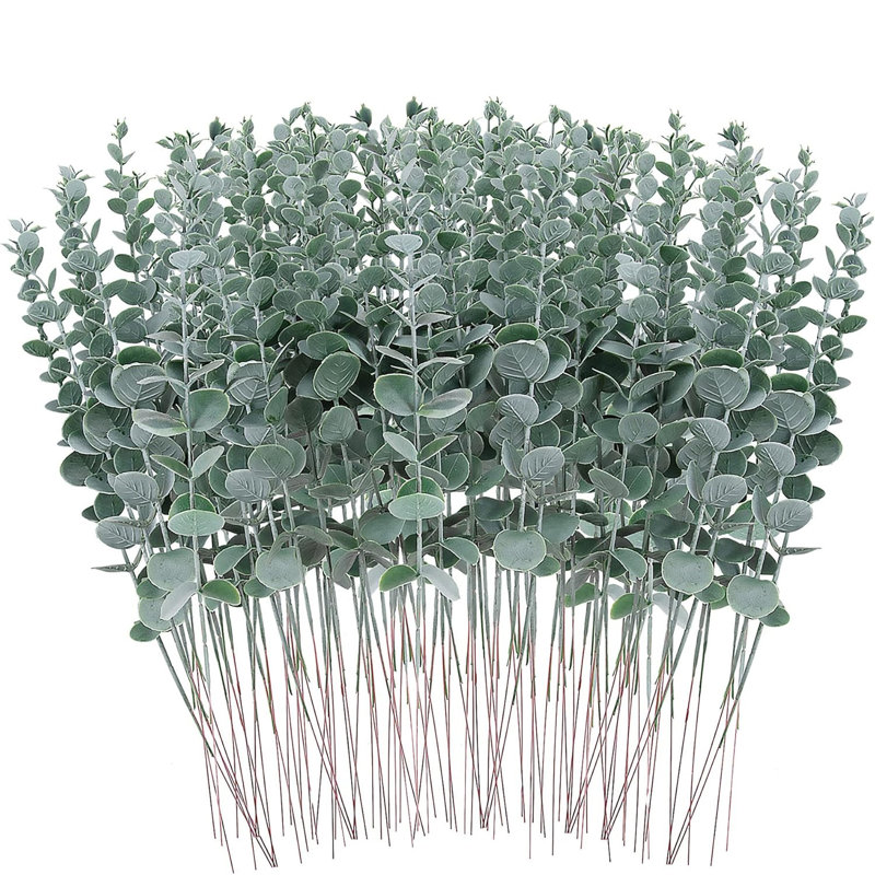 90 pièces de tiges d'eucalyptus artificiels, de fausses feuilles d'eucalyptus, de vraies branches tactiles pour un bouquet de fleurs, un mariage, un cadeau de Noël, une pièce maîtresse, un printemps, un décor de bureau à domicile