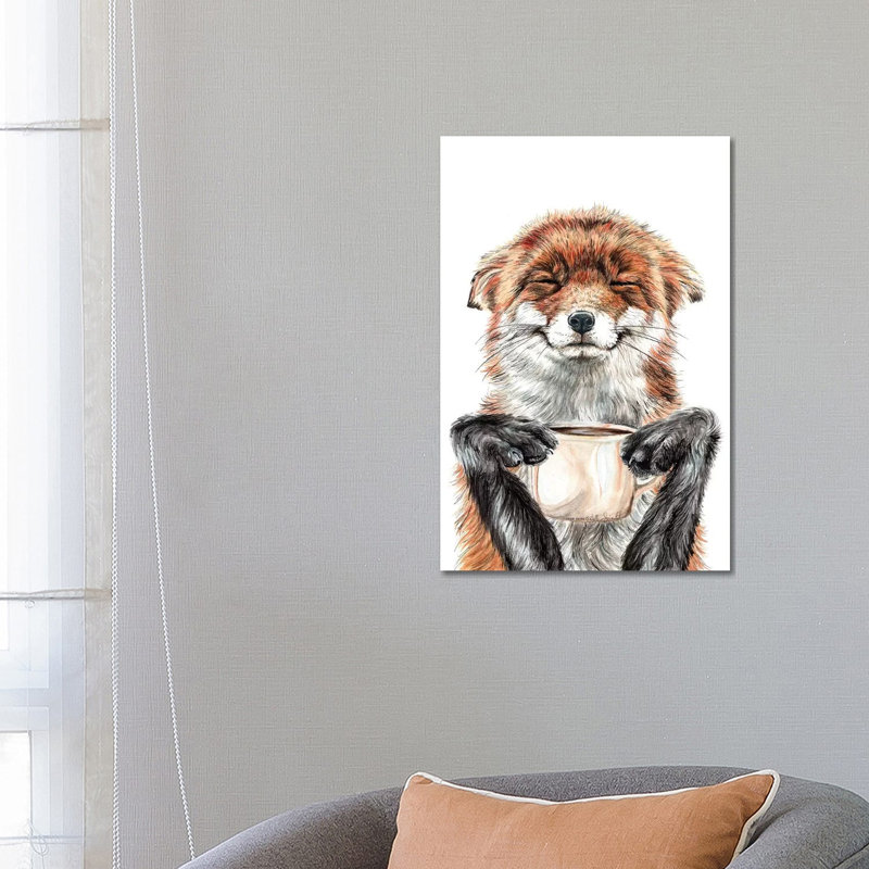 Morning Fox by Holly Simental - Print on Canvas, 66.04 cm H x 45.72 cm W, Black Framed