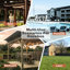 Pavillon de jardin en bois 13 pi x 6,5 pi avec toit en métal, ampoules et compteurs de boissons