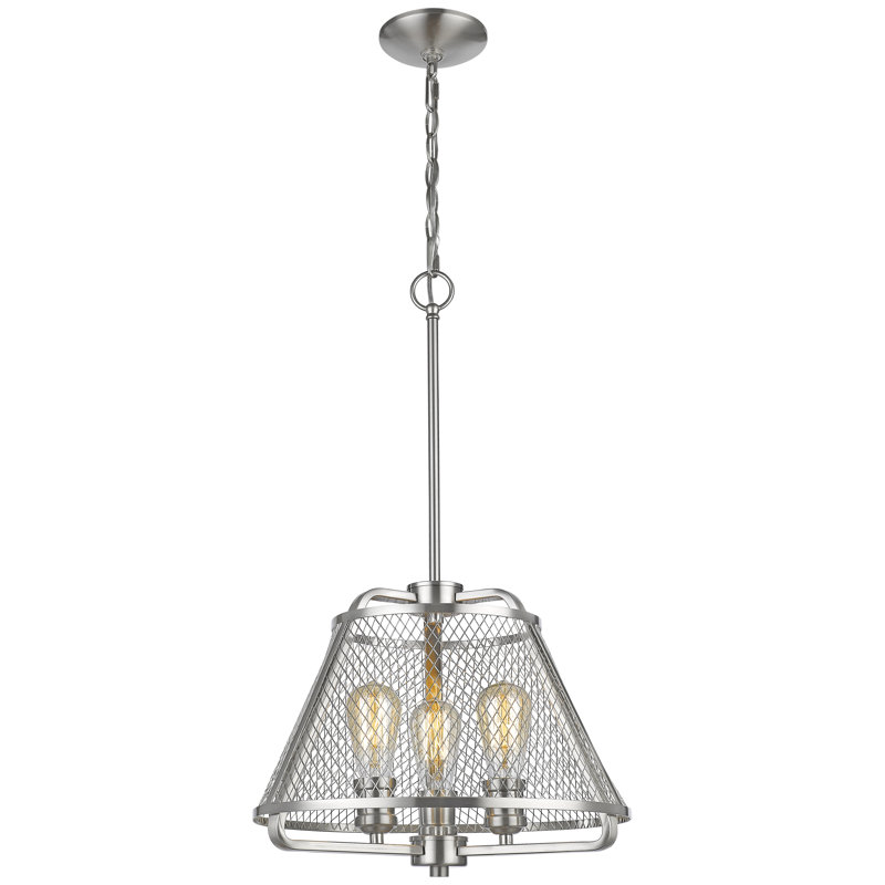 Lustre géométrique à 3 lumières Valya, Nickel brossé