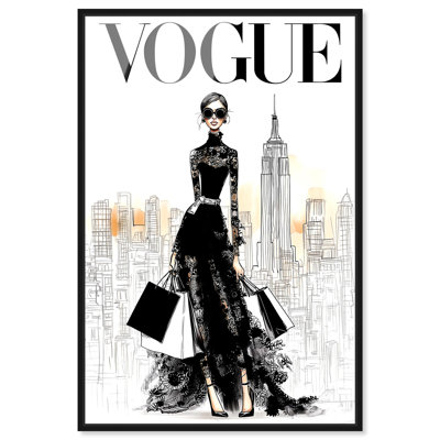 NYC Gal, reproduction encadrée, reproduction d'art sur acrylique rose par Art Remedy, cadre noir, 10 x 15