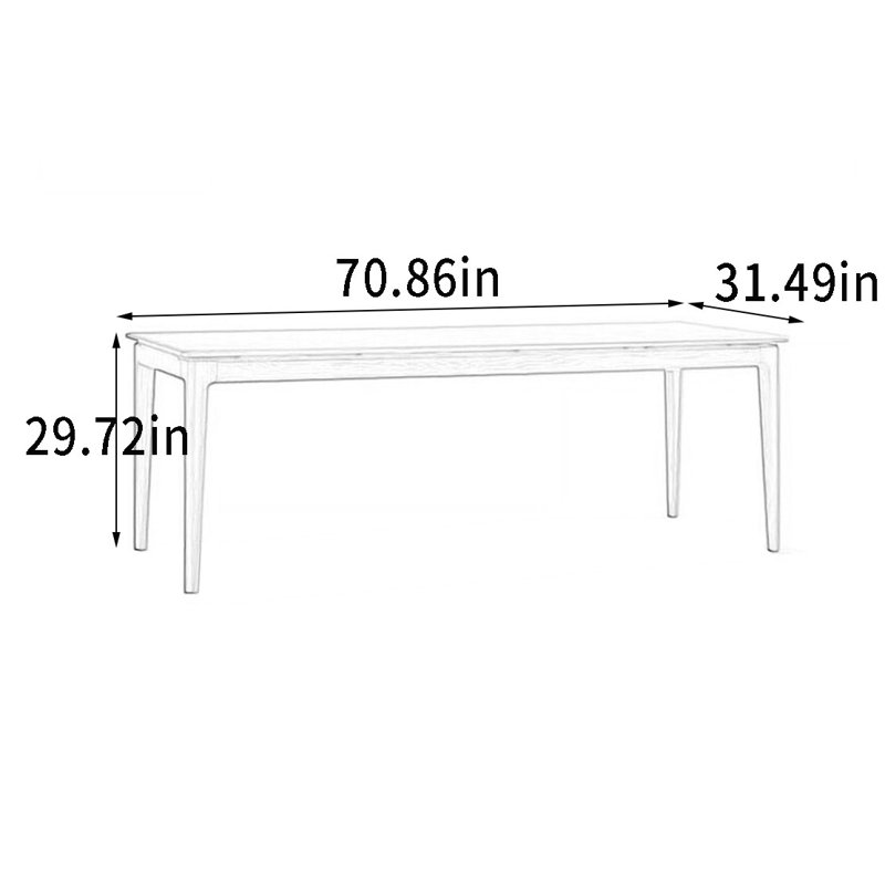 Bureau avec rails en bois massif lisse, H 29,72 po x l 70,86 po x P 31,49 po, Noyer