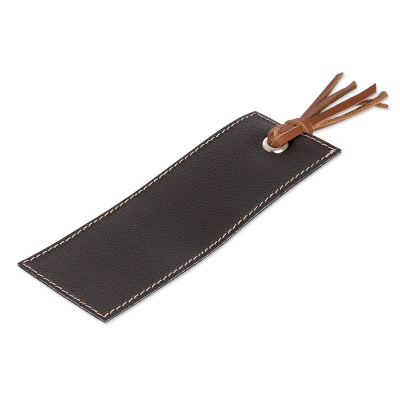 Handmade Evening Reading Leather Bookmark, Black