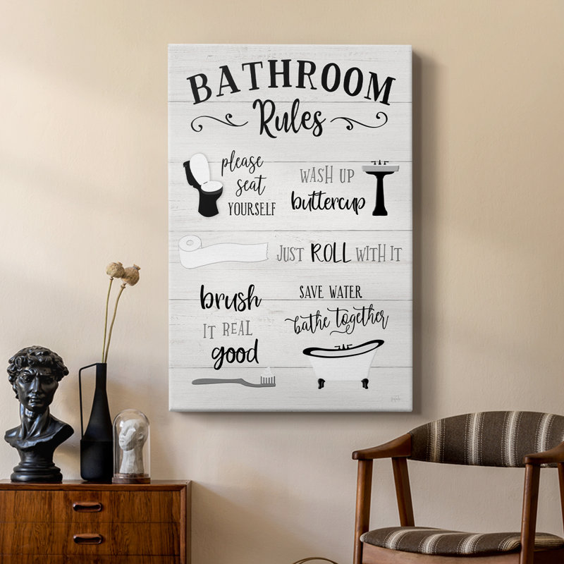 Les règles de la salle de bain - Cavas de galerie sur mesure, H 48 po x l 32 po
