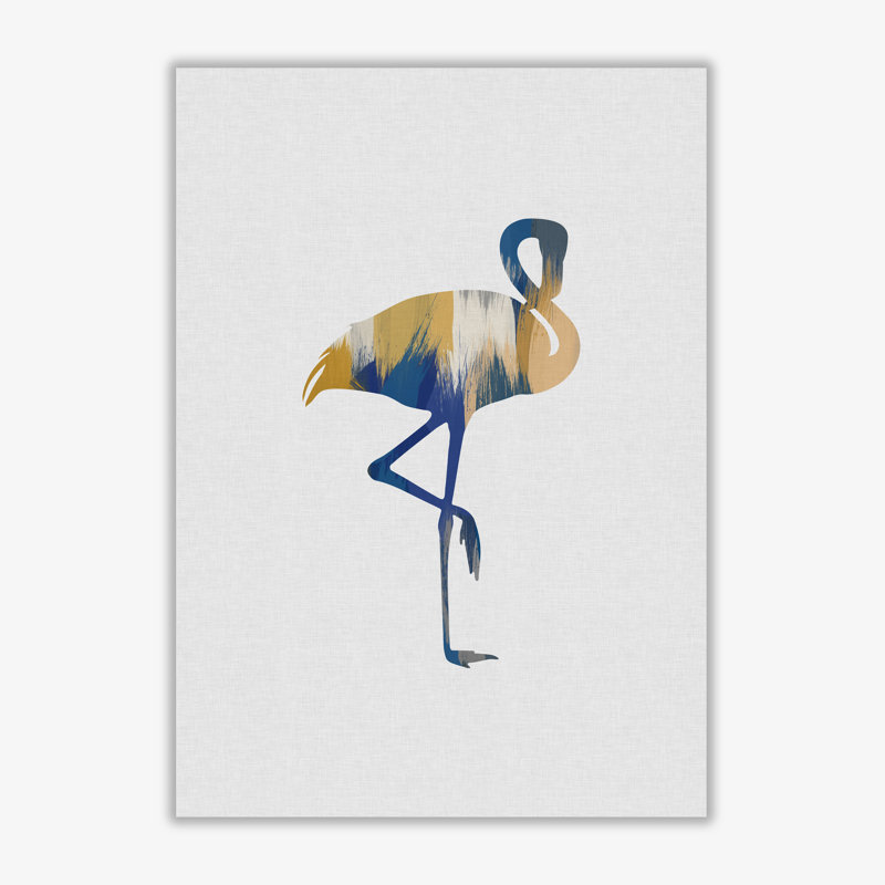 Flamingo Blue & Yellow - Print, No Frame, 85 cm H x 60 cm W x 1 cm D