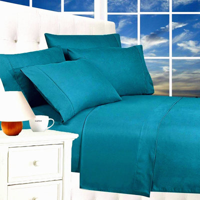 Turquoise Dream 1800 Thread Count Luxury Sheet Set - Wrinkle Free 4-Piece Bedding with Deep Pockets - Soft & Smooth Microfiber Fabric - Queen Size