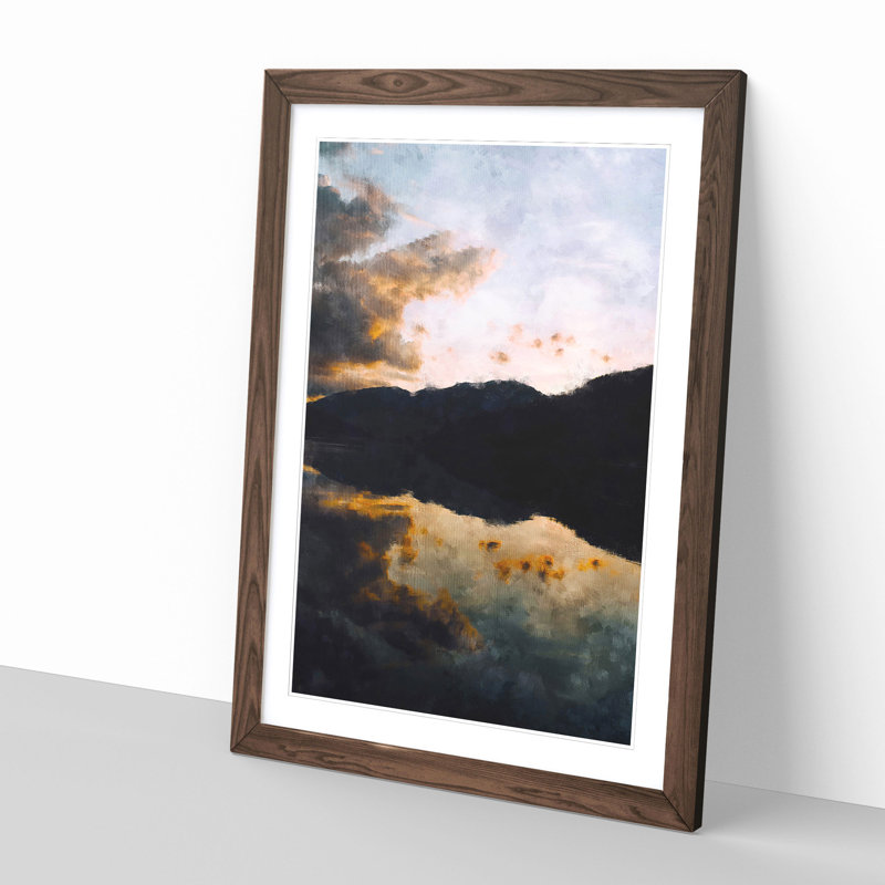 Reflection of the Clouds and Mountains - Picture Frame Painting Print, 63cm H x 45cm W x 2cm D, Walnut Framed