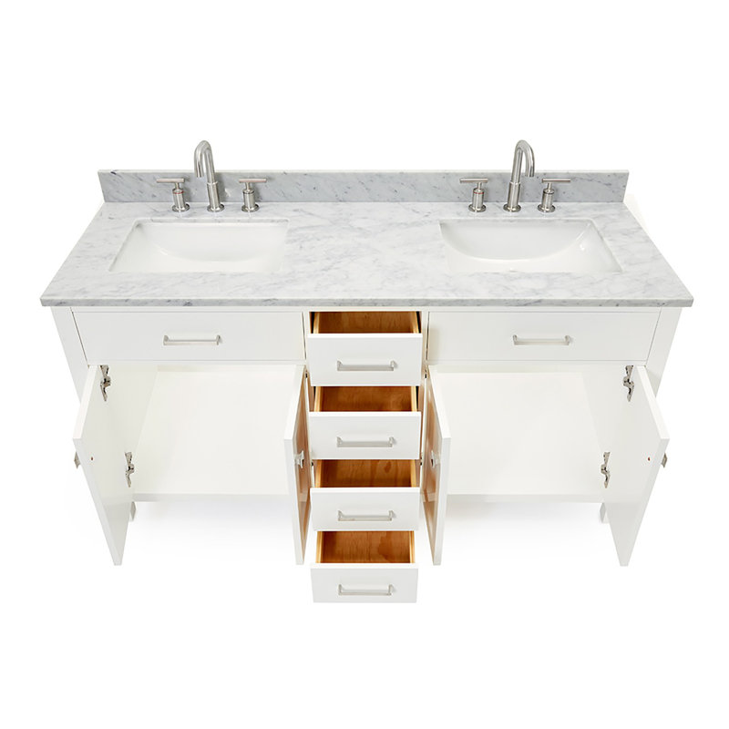 Ensemble de meuble-lavabo double 61 po Aberdeenshire, Blanc